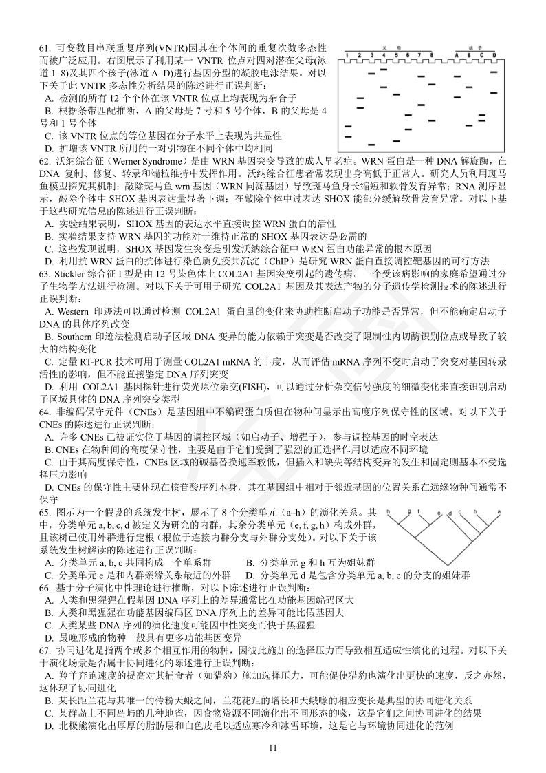 2025年全国中学生生物学联赛试题_175178185006911.jpg